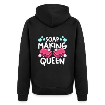 Soap Making Queen Handicrafts Soapers Soap Maker - Unisex Premium Bio Zip Hoodie - Schwarz - Hinten - Nico (187cm)