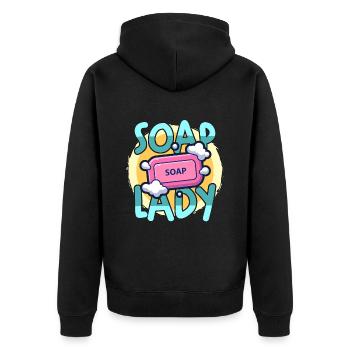 Soapmaking Soap Lady Handicrafts Saponifications - Unisex Premium Organic Zip Hoodie - black - Back - Nico (187cm)