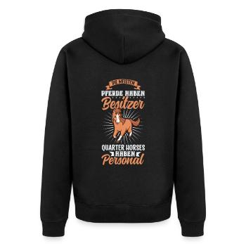 Die meisten Pferde haben Besitzer - Quarter Horse - Unisex Premium Bio Zip Hoodie - Schwarz - Hinten - Nico (187cm)