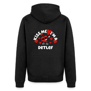 Küss mich - Valentins Tag Name Dabbing Herz Detlef - Unisex Premium Bio Zip Hoodie - Schwarz - Hinten - Nico (187cm)