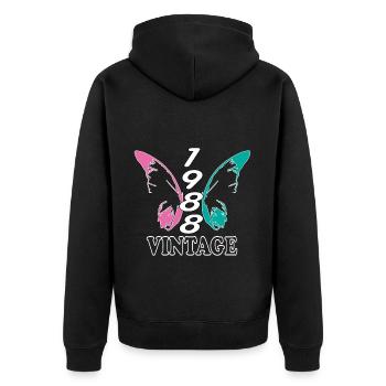 Januar 1988 Geburtstagsgruss retro design - Unisex Premium Bio Zip Hoodie - Schwarz - Hinten - Nico (187cm)