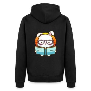 Lapin rat de bibliothèque - Veste à capuche bio Premium Unisexe - noir - Dos - Nico (187cm)