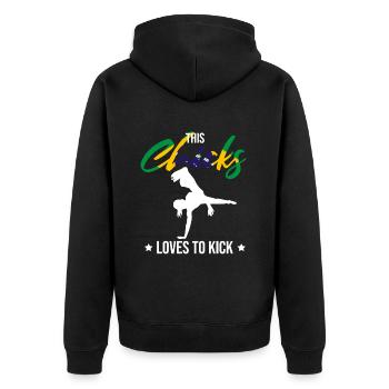 Arts martiaux brésiliens pour instruments de capoeira - Veste à capuche bio Premium Unisexe - noir - Dos - Nico (187cm)