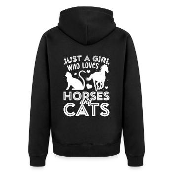 Juste une fille qui aime les chevaux et les chats 1 - - Veste à capuche bio Premium Unisexe - noir - Dos - Nico (187cm)