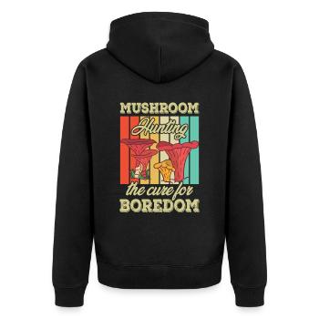 Pilzsammler und Pilz Freunde - Unisex Premium Bio Zip Hoodie - Schwarz - Hinten - Nico (187cm)