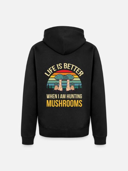 Mushroom pickers and mushroom friends - Unisex Premium Organic Zip Hoodie - black