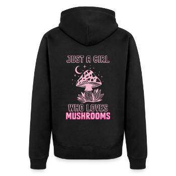 Mushroom pickers and mushroom friends - Unisex Premium Organic Zip Hoodie - black - Back - Nico (187cm)