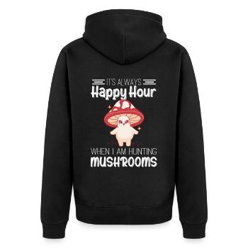 Pilzsammler und Pilz Freunde - Unisex Premium Bio Zip Hoodie - Schwarz - Hinten - Nico (187cm)