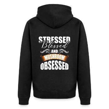 Pilzsammler und Pilz Freunde - Unisex Premium Bio Zip Hoodie - Schwarz - Hinten - Nico (187cm)