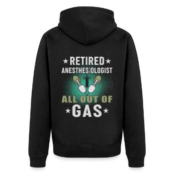 Medically retired anaesthetist - Unisex Premium Organic Zip Hoodie - black - Back - Nico (187cm)