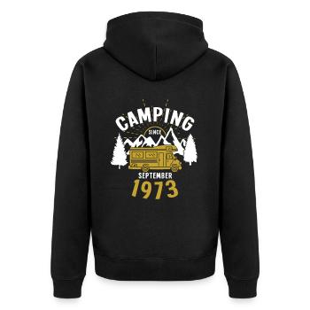 Anniversaire: Camping depuis septembre 1973 Camping-car - Veste à capuche bio Premium Unisexe - noir - Dos - Nico (187cm)