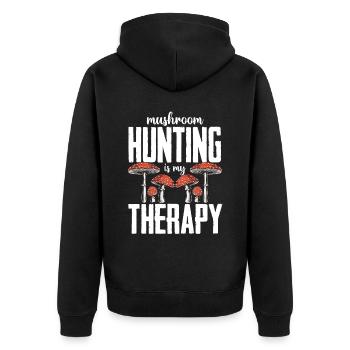 Mushroom pickers and mushroom friends - Unisex Premium Organic Zip Hoodie - black - Back - Nico (187cm)