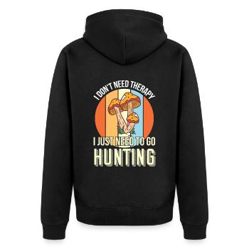Mushroom pickers and mushroom friends - Unisex Premium Organic Zip Hoodie - black - Back - Nico (187cm)
