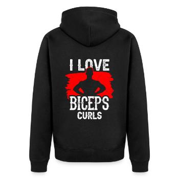 I love biceps curls sayings biceps muscles - Unisex Premium Organic Zip Hoodie - black - Back - Nico (187cm)