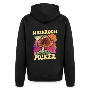 Mushroom pickers Mushroom pickers Mushroom picking - Unisex Premium Organic Zip Hoodie - black - Back - Nico (187cm)