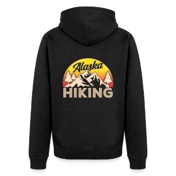 Alaska Wandern Wanderung Natur Wanderer - Unisex Premium Bio Zip Hoodie - Schwarz - Hinten - Nico (187cm)