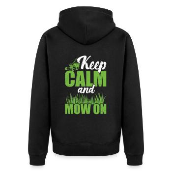 Mowing - Unisex Premium Organic Zip Hoodie - black - Back - Nico (187cm)