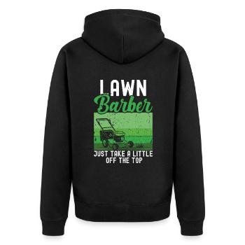 Mowing - Unisex Premium Organic Zip Hoodie - black - Back - Nico (187cm)