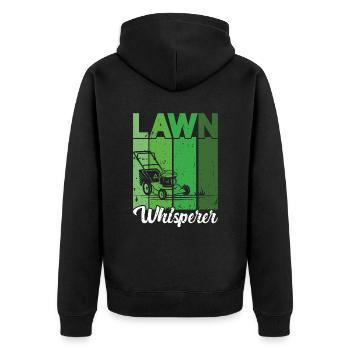 Mowing - Unisex Premium Organic Zip Hoodie - black - Back - Nico (187cm)