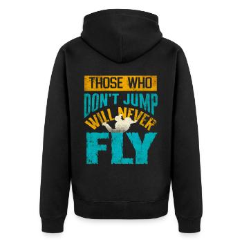 Fallschirmspringen, Fallschirmspringer - Unisex Premium Bio Zip Hoodie - Schwarz - Hinten - Nico (187cm)