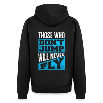 Fallschirmspringen, Fallschirmspringer - Unisex Premium Bio Zip Hoodie - Schwarz - Hinten - Nico (187cm)
