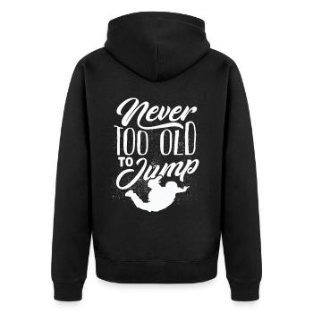Fallschirmspringen, Fallschirmspringer - Unisex Premium Bio Zip Hoodie - Schwarz - Hinten - Nico (187cm)