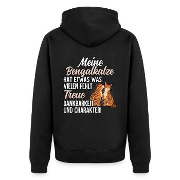 Bengalkatze - Unisex Premium Bio Zip Hoodie - Schwarz - Hinten - Nico (187cm)