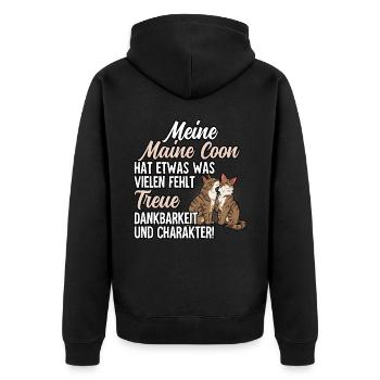 Maine Coon Katze - Unisex Premium Bio Zip Hoodie - Schwarz - Hinten - Nico (187cm)