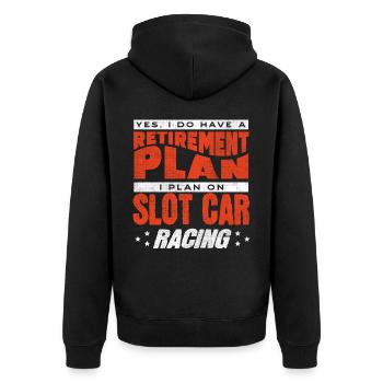 Slotcar-Rennen, Petrolhead, Autoliebhaber - Unisex Premium Bio Zip Hoodie - Schwarz - Hinten - Nico (187cm)