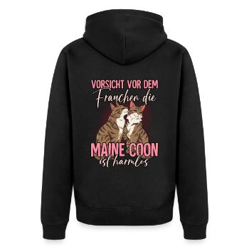 Maine Coon - Unisex Premium Bio Zip Hoodie - Schwarz - Hinten - Nico (187cm)