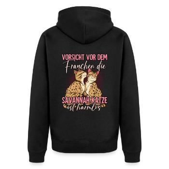 Savannah Katzen - Unisex Premium Bio Zip Hoodie - Schwarz - Hinten - Nico (187cm)