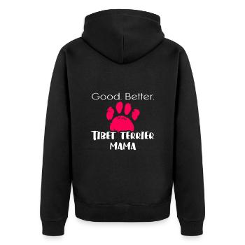 Tibet Terrier - Unisex Premium Bio Zip Hoodie - Schwarz - Hinten - Nico (187cm)