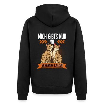 Savannah Katze - Unisex Premium Bio Zip Hoodie - Schwarz - Hinten - Nico (187cm)