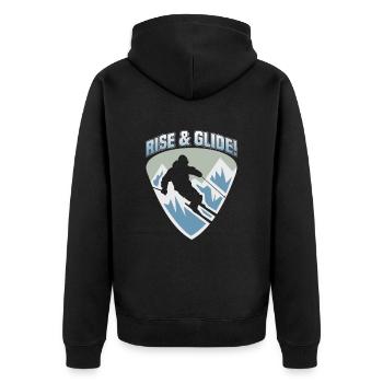 Skier Rise & Glide Ski - Unisex Premium Organic Zip Hoodie - black - Back - Nico (187cm)