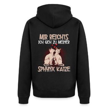 Sphynx Katze - Unisex Premium Bio Zip Hoodie - Schwarz - Hinten - Nico (187cm)