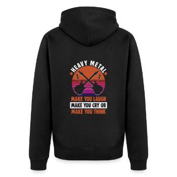 Heavy Metal Musiker in einer Band Hard Rock Musik - Unisex Premium Bio Zip Hoodie - Schwarz - Hinten - Nico (187cm)
