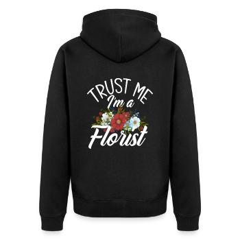 Florist Floristen Lustiger Spruch - Unisex Premium Bio Zip Hoodie - Schwarz - Hinten - Nico (187cm)