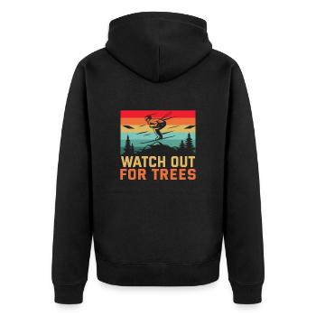 Skifahrer Watch out for trees Ski - Unisex Premium Bio Zip Hoodie - Schwarz - Hinten - Nico (187cm)