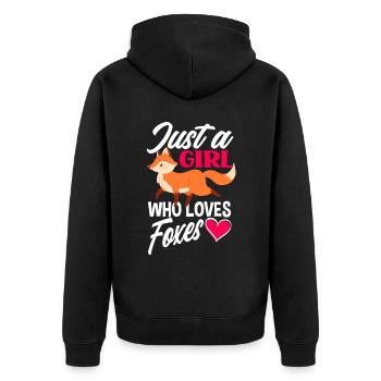Fuchs Mädchen - Unisex Premium Bio Zip Hoodie - Schwarz - Hinten - Nico (187cm)
