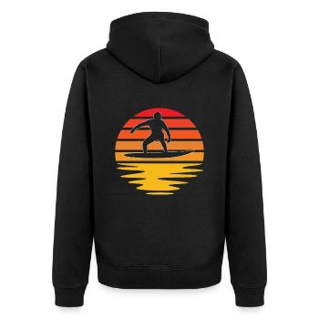 Surfing Retro - Unisex Premium Organic Zip Hoodie - black - Back - Nico (187cm)