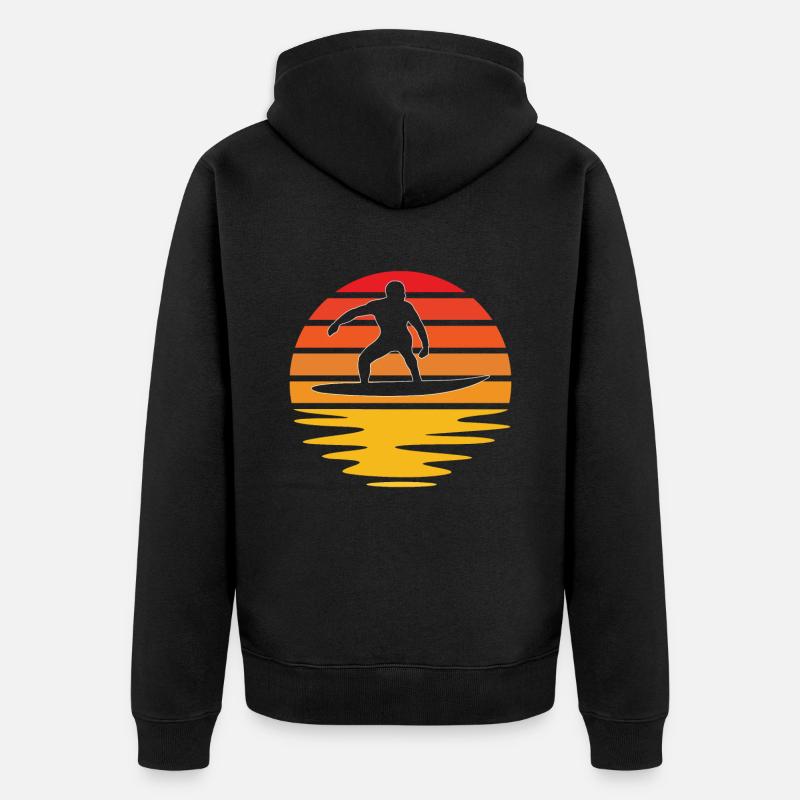 Surf Rétro - Veste à capuche bio Premium Unisexe - noir