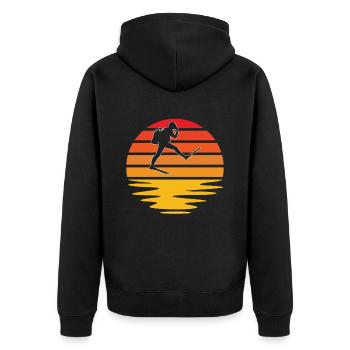 Tauchen Retro - Unisex Premium Bio Zip Hoodie - Schwarz - Hinten - Nico (187cm)