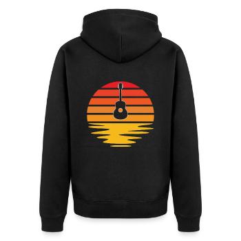 Guitar Retro - Unisex Premium Organic Zip Hoodie - black - Back - Nico (187cm)
