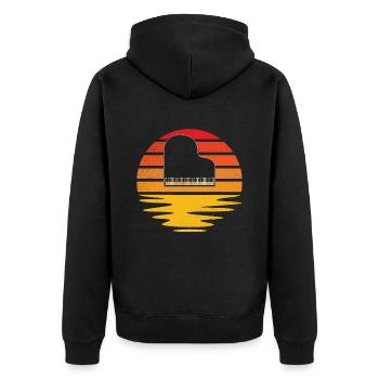 Klavier Retro - Unisex Premium Bio Zip Hoodie - Schwarz - Hinten - Nico (187cm)