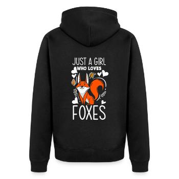 Fuchs Frau Frauen Tiere Wald Geschenk - Unisex Premium Bio Zip Hoodie - Schwarz - Hinten - Nico (187cm)