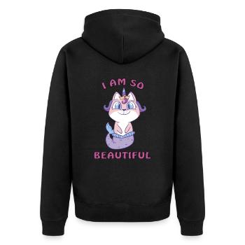 I am a beautiful cat mermaid unicorn - Unisex Premium Organic Zip Hoodie - black - Back - Nico (187cm)