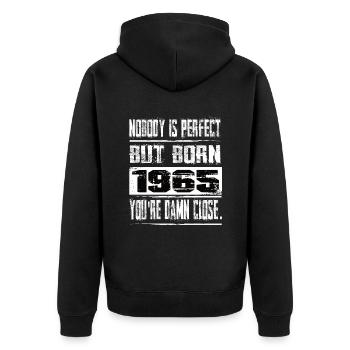 No one is perfect but born 1965 birthday - Unisex Premium Organic Zip Hoodie - black - Back - Nico (187cm)