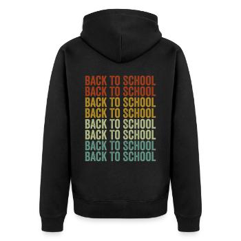 Zurück zur Schule - Unisex Premium Bio Zip Hoodie - Schwarz - Hinten - Nico (187cm)