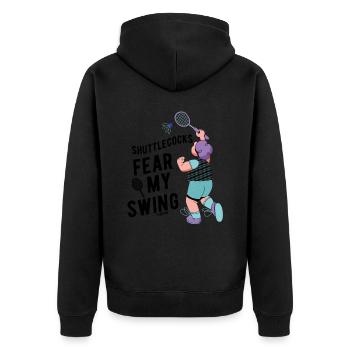 Badminton - Unisex Premium Bio Zip Hoodie - Schwarz - Hinten - Nico (187cm)