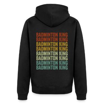 Badminton König Badminton König - Unisex Premium Bio Zip Hoodie - Schwarz - Hinten - Nico (187cm)